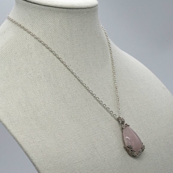 Necklace with Rose Quartz and Silver chain. - Picture 3 of 5